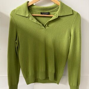 Marlowe Olive Green V-Neck Sweater with Collar